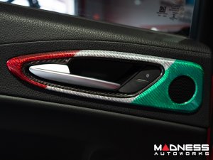 Alfa Romeo Giulia Interior Door Handle Surround Trim Kit - Carbon Fiber - Italian Theme - Feroce Carbon Alfa Romeo Giulia Interior Door Handle Surround Trim Kit - Carbon Fiber - Italian Theme - Feroce Carbon
